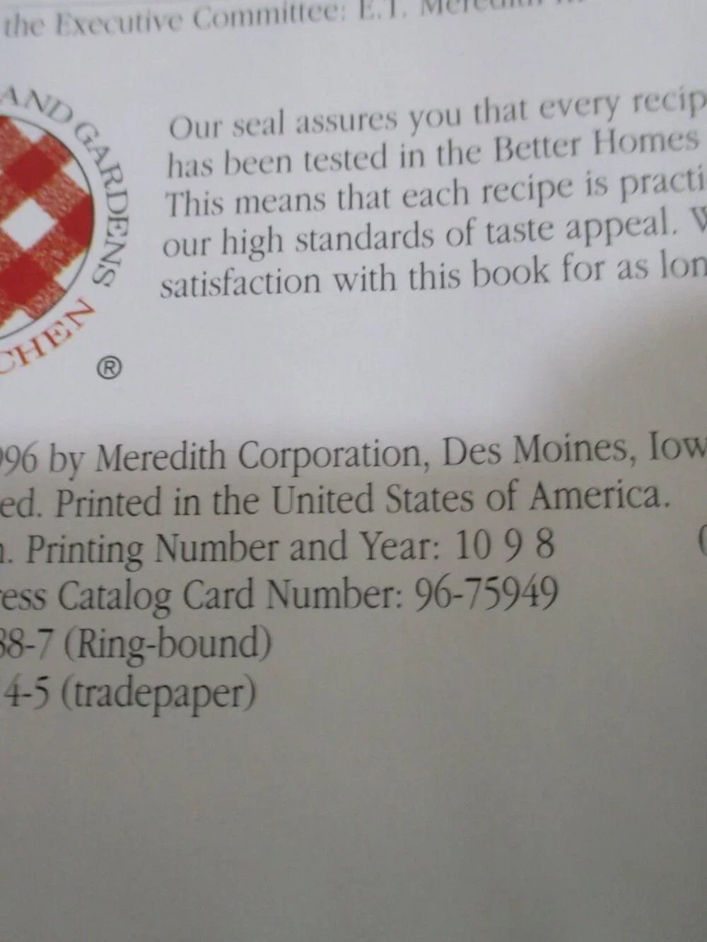 Better Homes & Garden New Cookbook 11th Edition 1996 Meredith Corp. binder